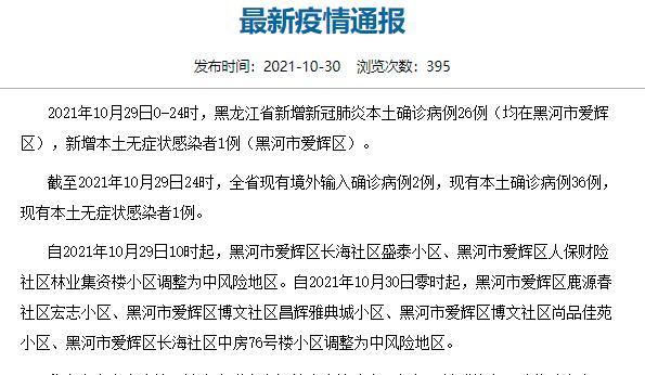 「黑龙江新增本土确诊病例29例」〃黑龙江新增本土确诊病例29例最新消息-第1张图片
